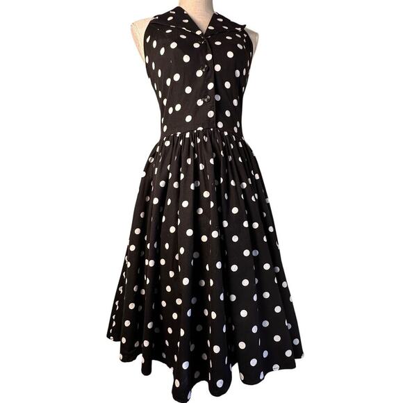 Vintage 80s 90s Robbie Bee Polka Dot Halter Midi Dress Women Sz 8 Marilyn Monroe - Picture 1 of 16